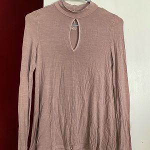 Flowy mock-neck long sleeve w/ cutout